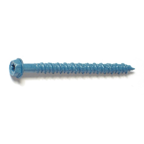 Torquemaster Masonry Screw, 3/16" Dia., Hex, 2 1/4 in L, Steel Blue Ruspert, 100 PK 54261